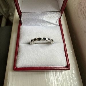 PANDORA Better Together Black Enamel Stacking Ring, Size 6 - RETIRED